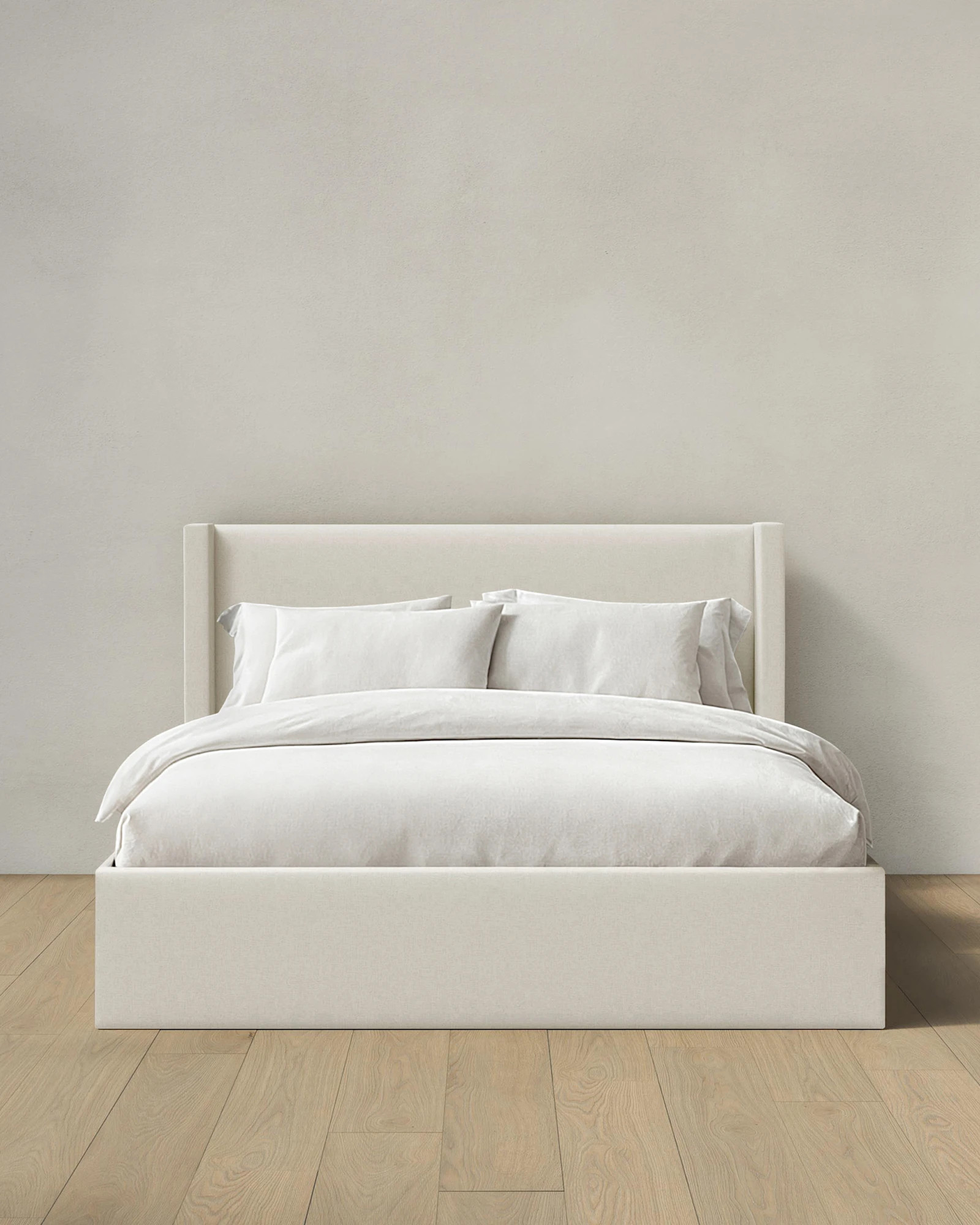 Quince | Performance Linen Wingback Bed in Ivory, Size Cal King, Performance Linen Blend | Quince