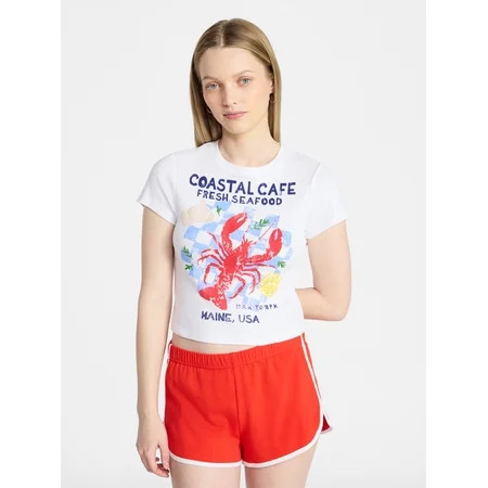 No Boundaries Americana Graphic Baby Tee, Women's XXS-XXL | Walmart (US)