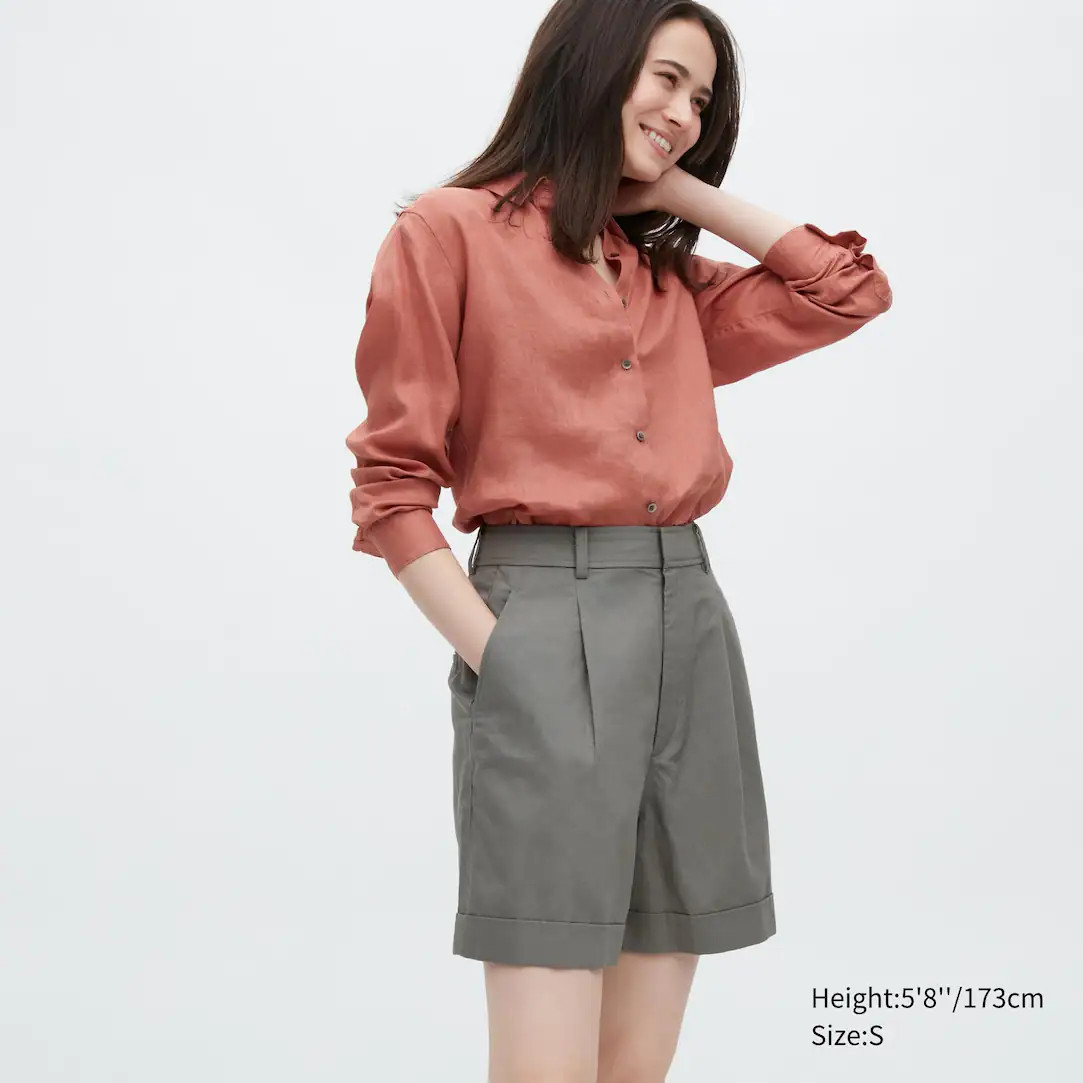High Waisted Leinenmix Shorts | UNIQLO (DE)