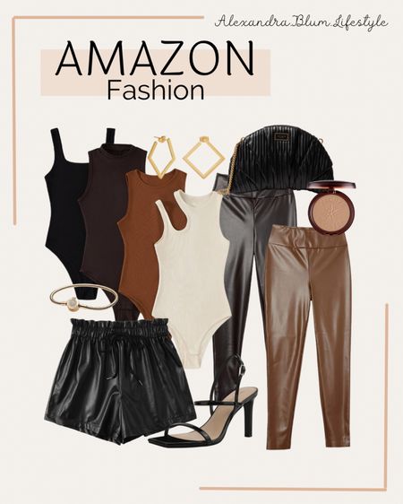 Amazon fashion! Amazon finds! Amazon best sellers! Amazon favorites! Leather leggings, leather shorts, 4 pm tank top bodysuits, clutch leather bag, bronzer, gold earrings, bracelet, black heels! Date night outfits! Girls night out! Concert outfit

#LTKstyletip #LTKFind #LTKunder100