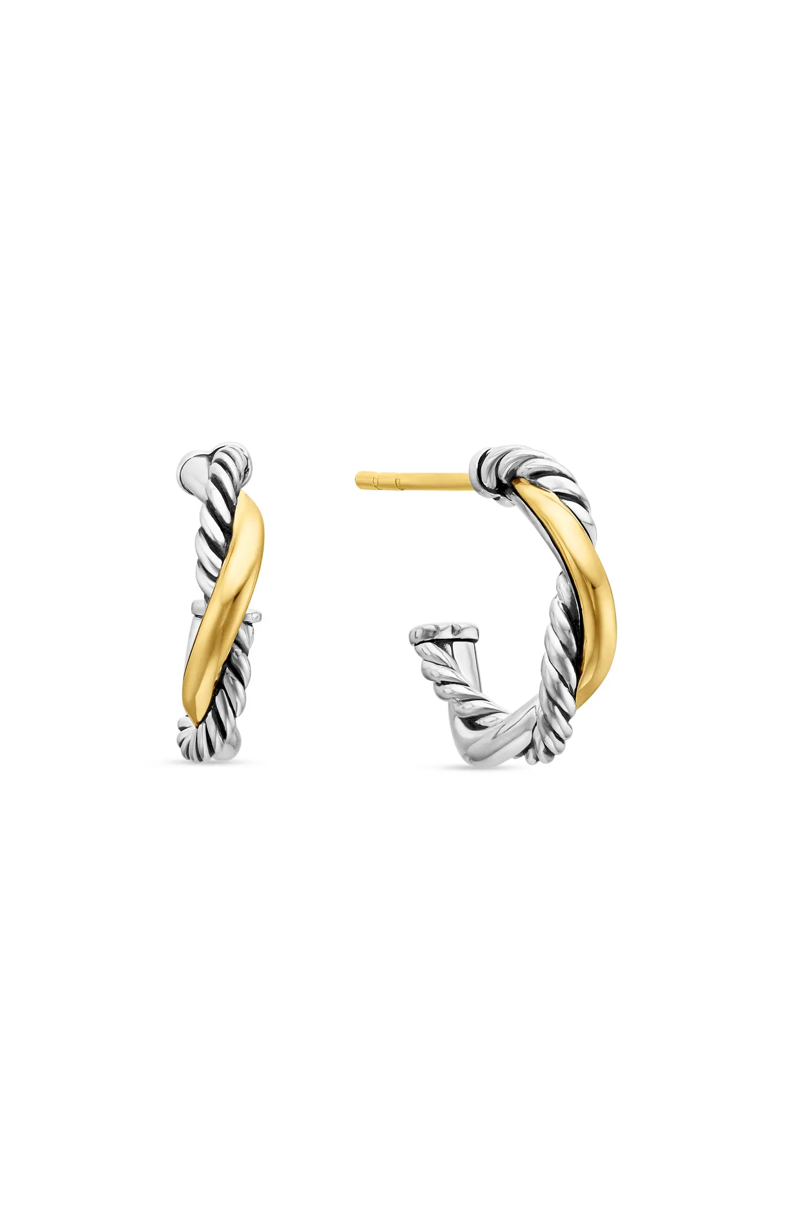 Petite Infinity Huggie Hoop Earrings in Sterling Silver with 14K Yellow Gold | Nordstrom