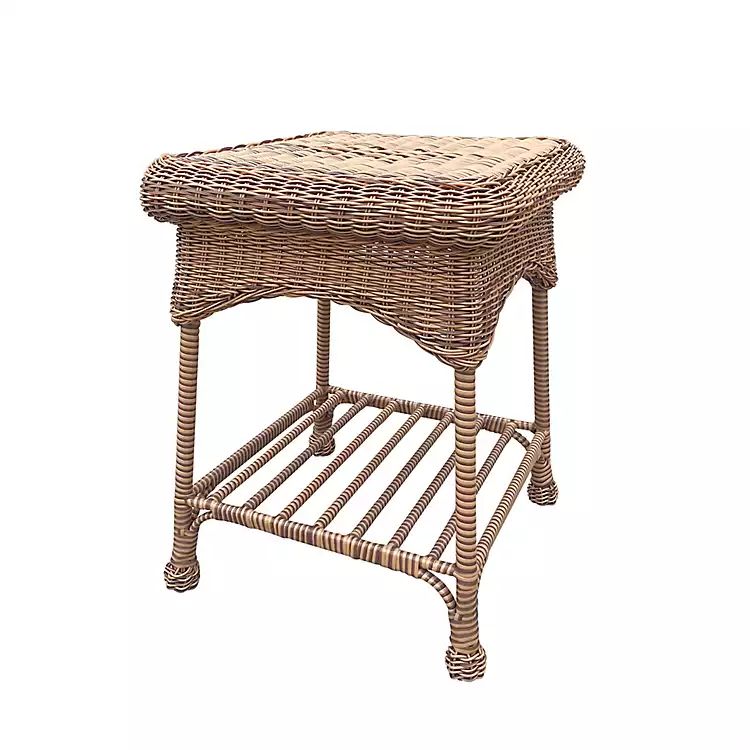 Honey Resin Wicker and Metal Accent Table | Kirkland's Home