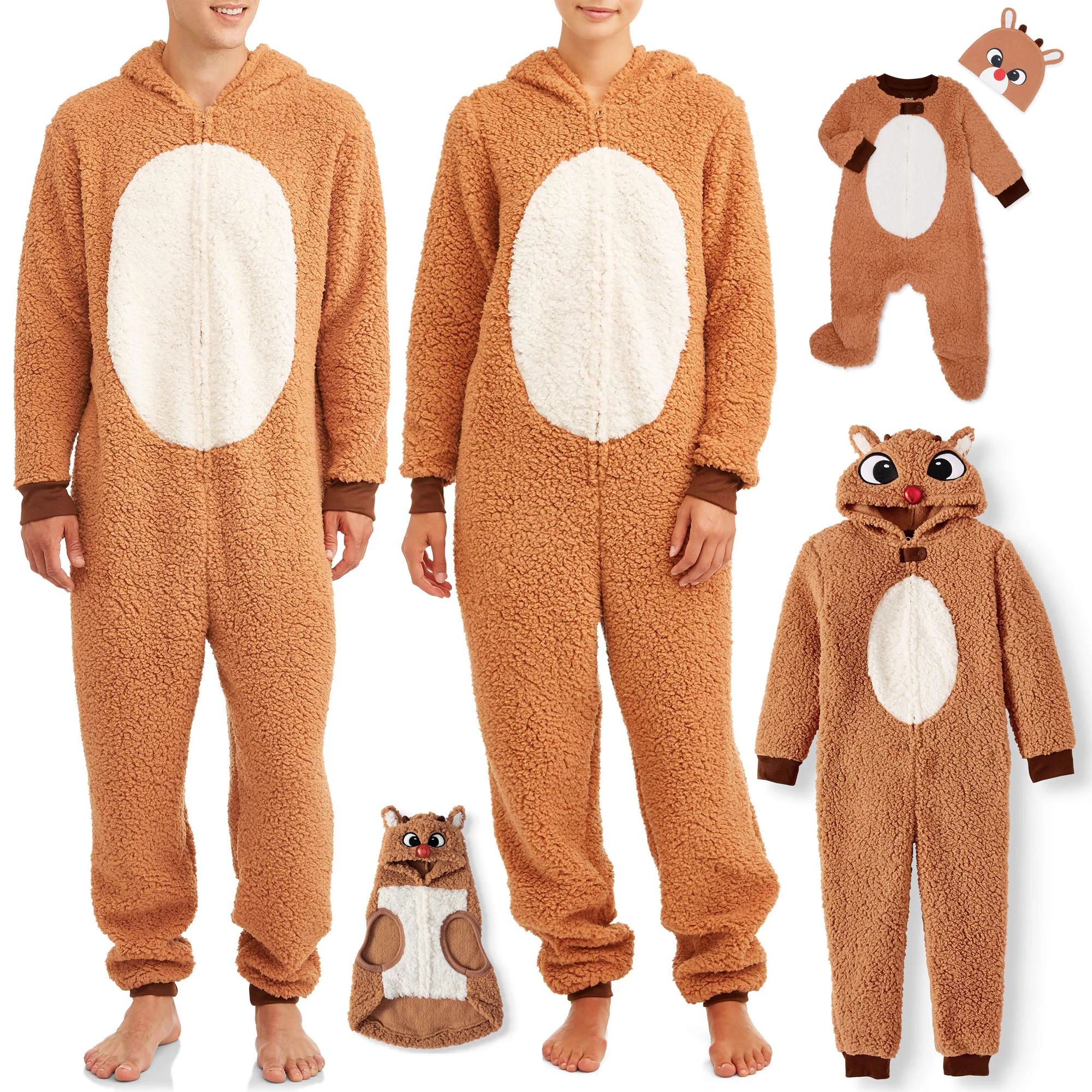Rudolph Matching Family Christmas Union Suit Pajama Set - Walmart.com | Walmart (US)