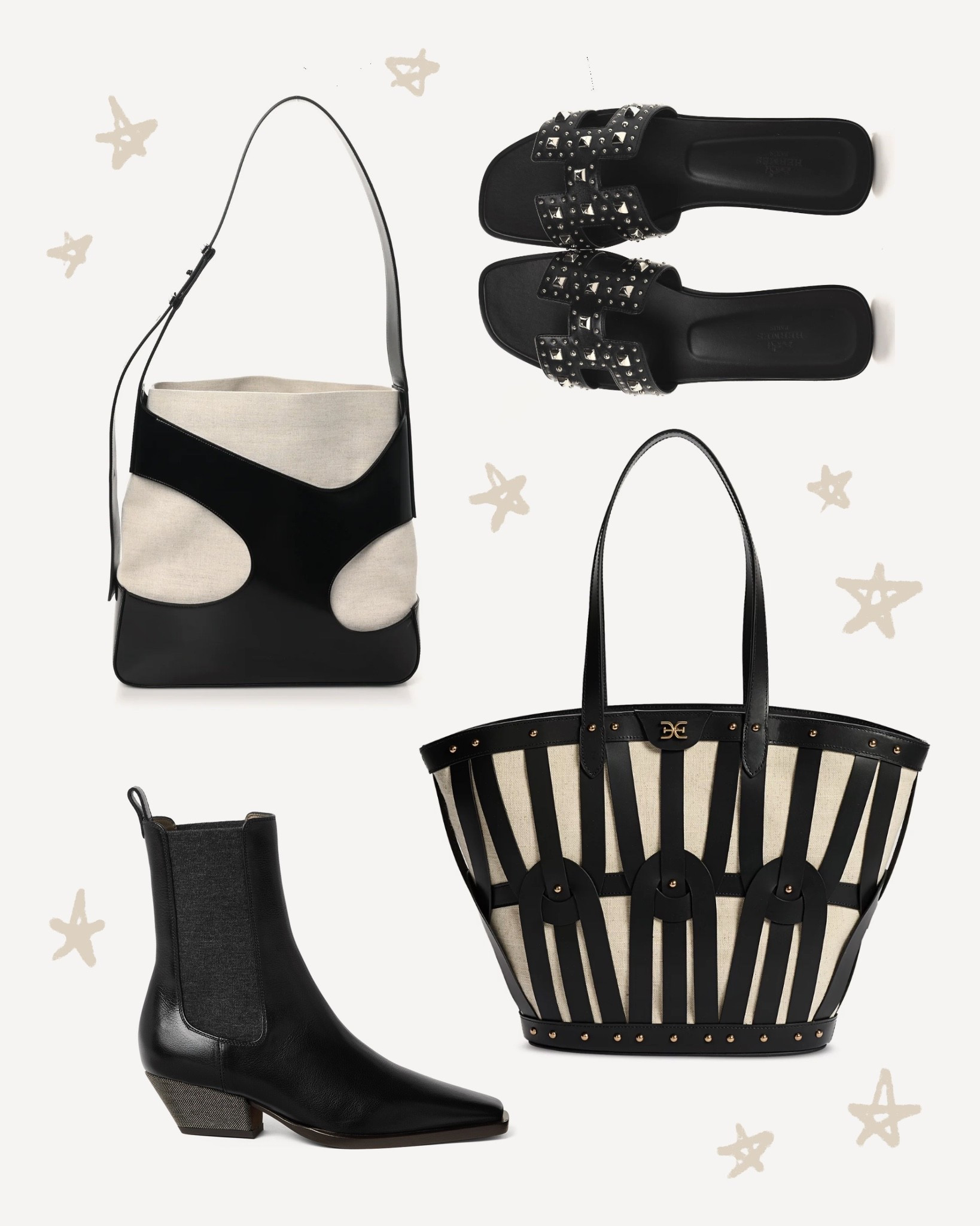 Alt style accessories 🖤 leather cut out tote and shoulder bag, Hermes Oran sandals, Chelsea boots, studded

#LTKGiftGuide #LTKOver40 #LTKStyleTip
