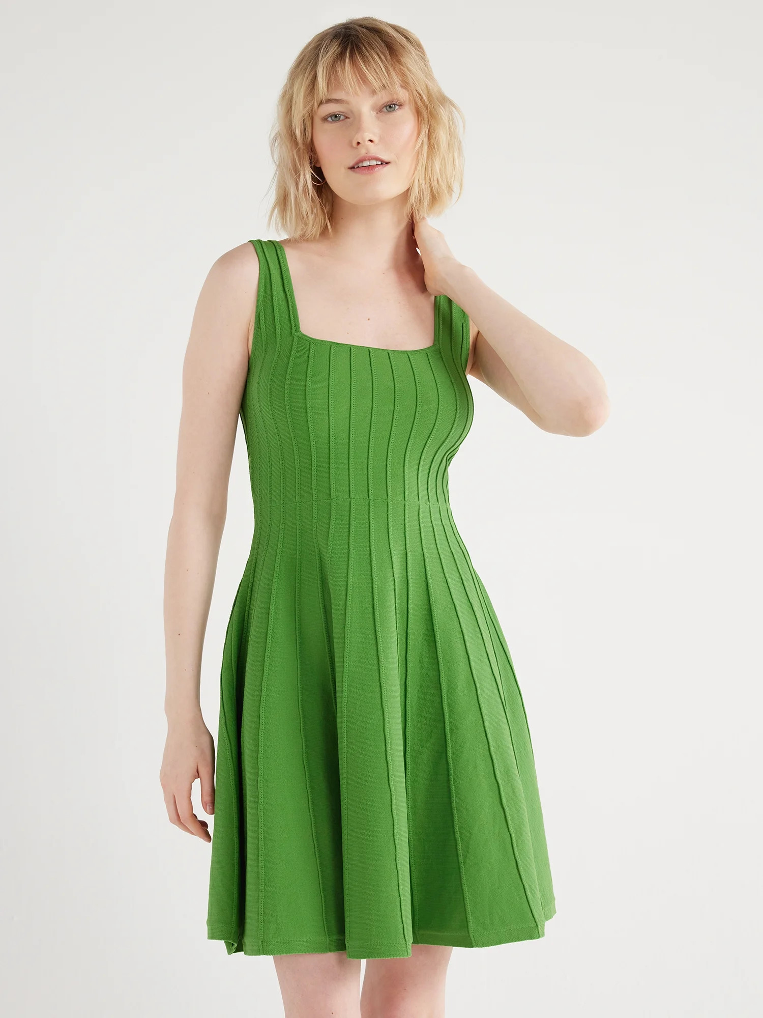 Scoop Women’s Sleeveless Square Neck Mini Sweater Dress, Sizes XS-XXL | Walmart (US)