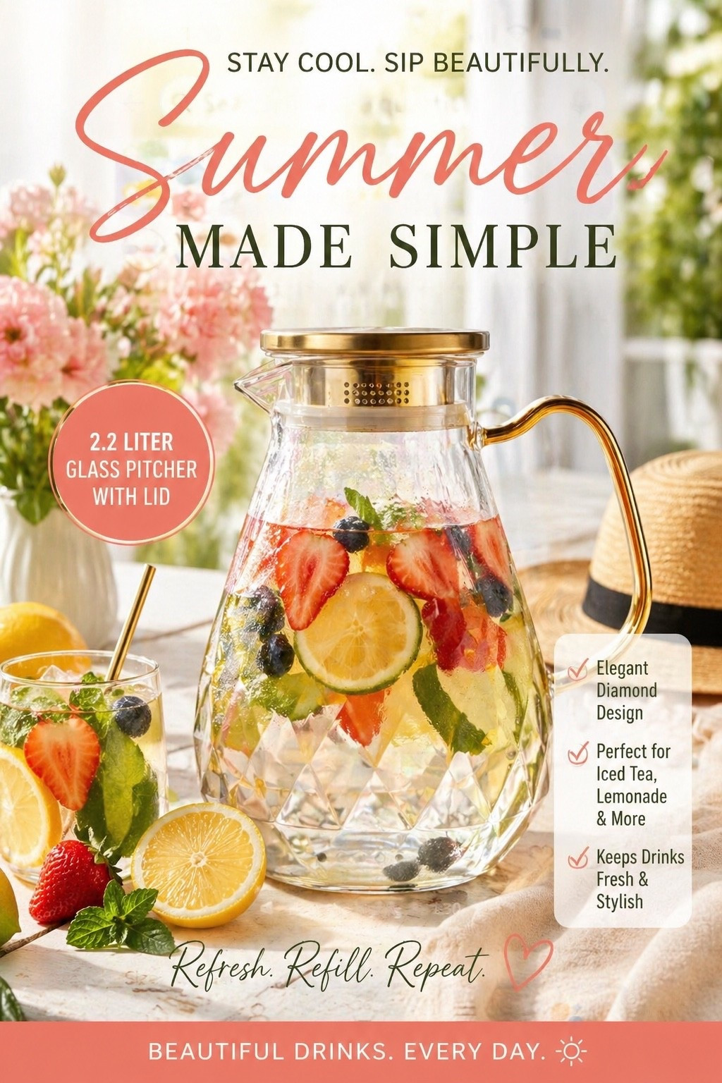 The perfect diamond glass picture not only is this stunning, but it’s perfect for hosting and summer days ! ￼

#LTKHome