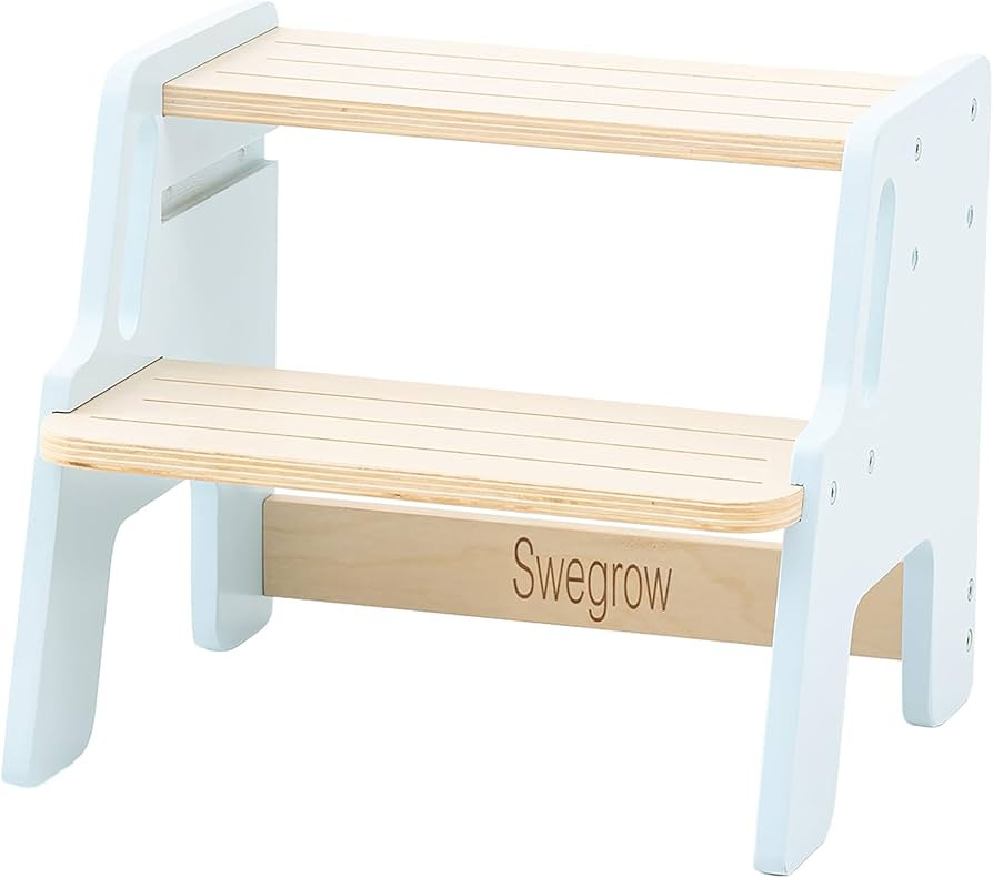 Swegrow Wooden Step Stool,Height-Adjustable 2-Step Stool for Toddler & Kids,Kids' Step Stools wit... | Amazon (US)