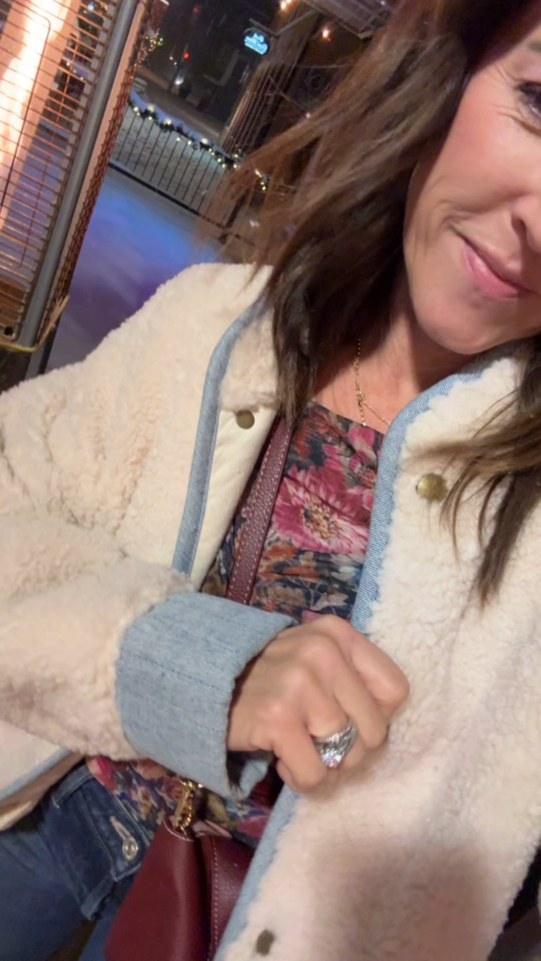 Outfit of the night. 
XS off the shoulder top
Linking a similar Sherpa/denim jacket 

#LTKHoliday #LTKootd