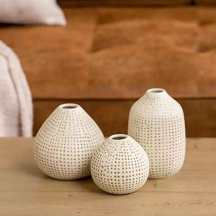 New! Mini Ceramic Natural Textured Vases, Set of 3 | Kirkland's Home