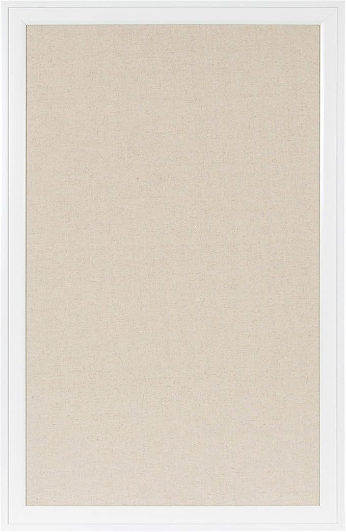 DesignOvation Bosc Framed Natural Linen Fabric Pinboard, 27.5x43.5, White | Amazon (US)