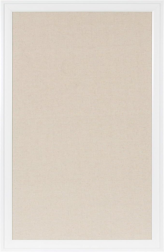 DesignOvation Bosc Framed Natural Linen Fabric Pinboard, 27.5x43.5, White | Amazon (US)