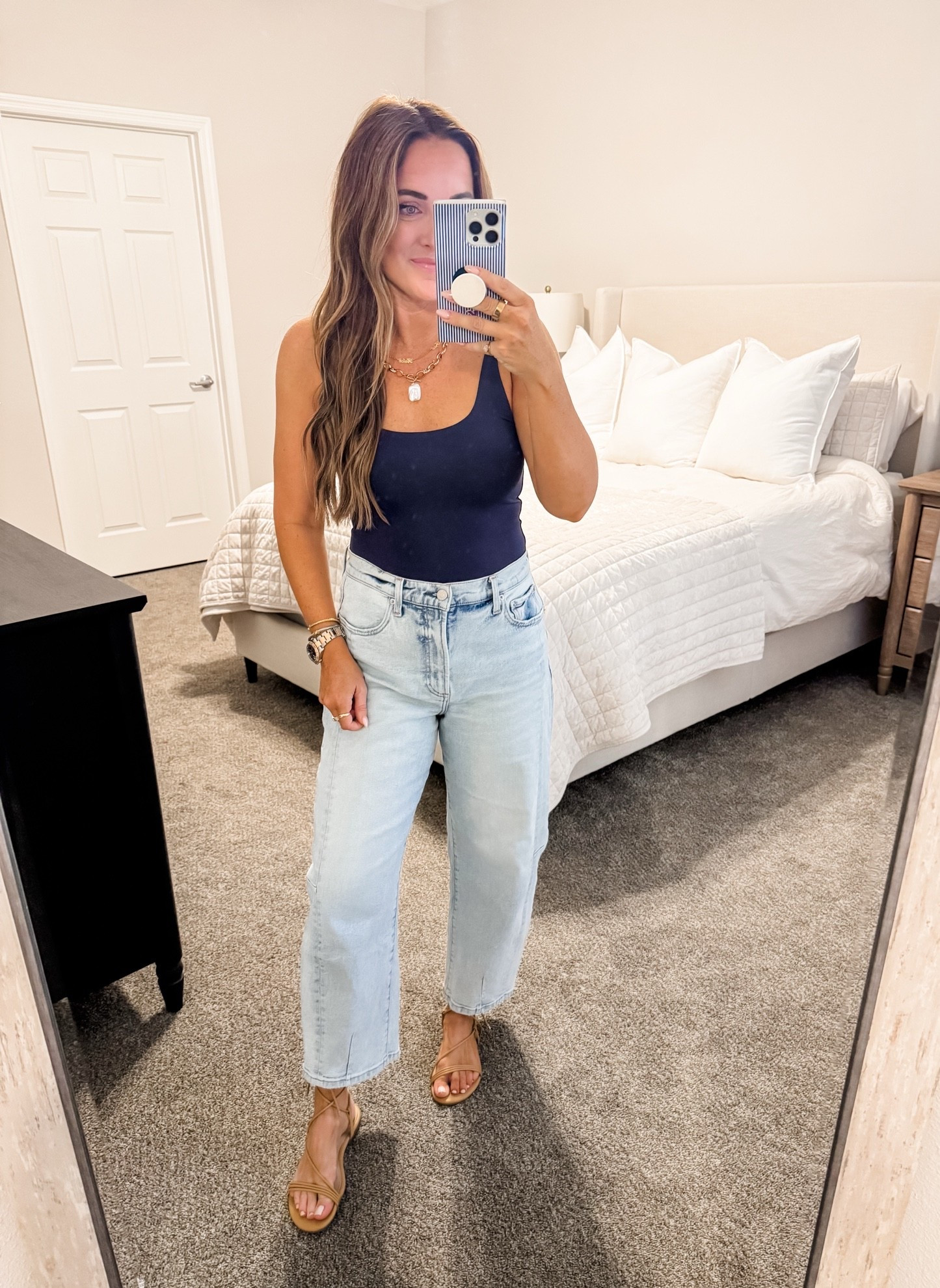 Bodysuit - M, denim - 28 (tts) 
5’2” 140 lbs 
—
Amazon bodysuit | Amazon finds | Pistola denim | Nordstrom denim | Tie sandals | Nude sandals | Neutral shoes | Summer denim | Barrel leg denim

#LTKxMadewell #LTKSeasonal #LTKTravel