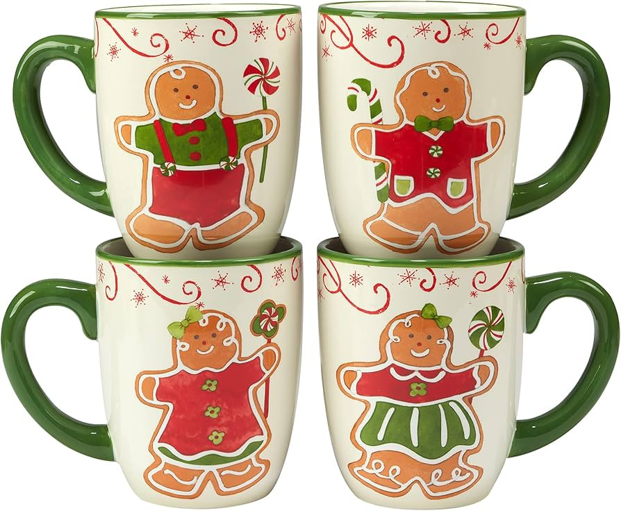 Certified International Holiday Magic Gingerbread 16 oz. Mugs, Set of 4, 4 Count (Pack of 1), Mul... | Amazon (US)