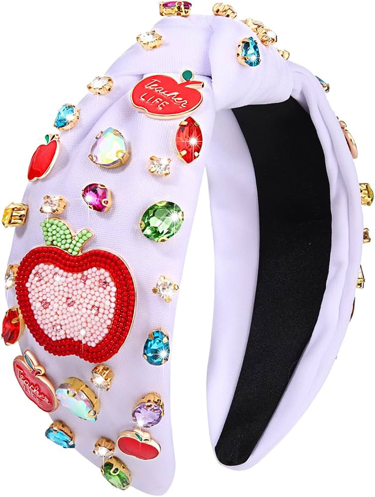 YAHPERN Teacher Headband for Women Teacher Accessories Crystal Rhinestone Knotted Headband Beaded... | Amazon (US)