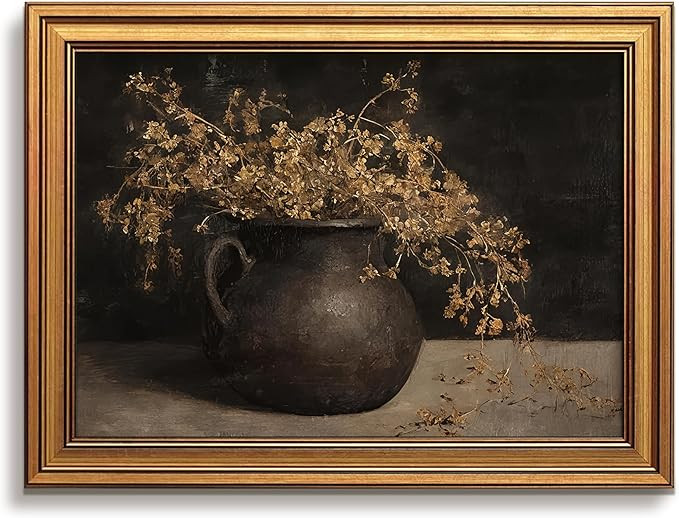 Vintage Gold Framed Wall Art, Floral Moody Wall Decor, Rustic Antique Canvas Prints, French Count... | Amazon (US)