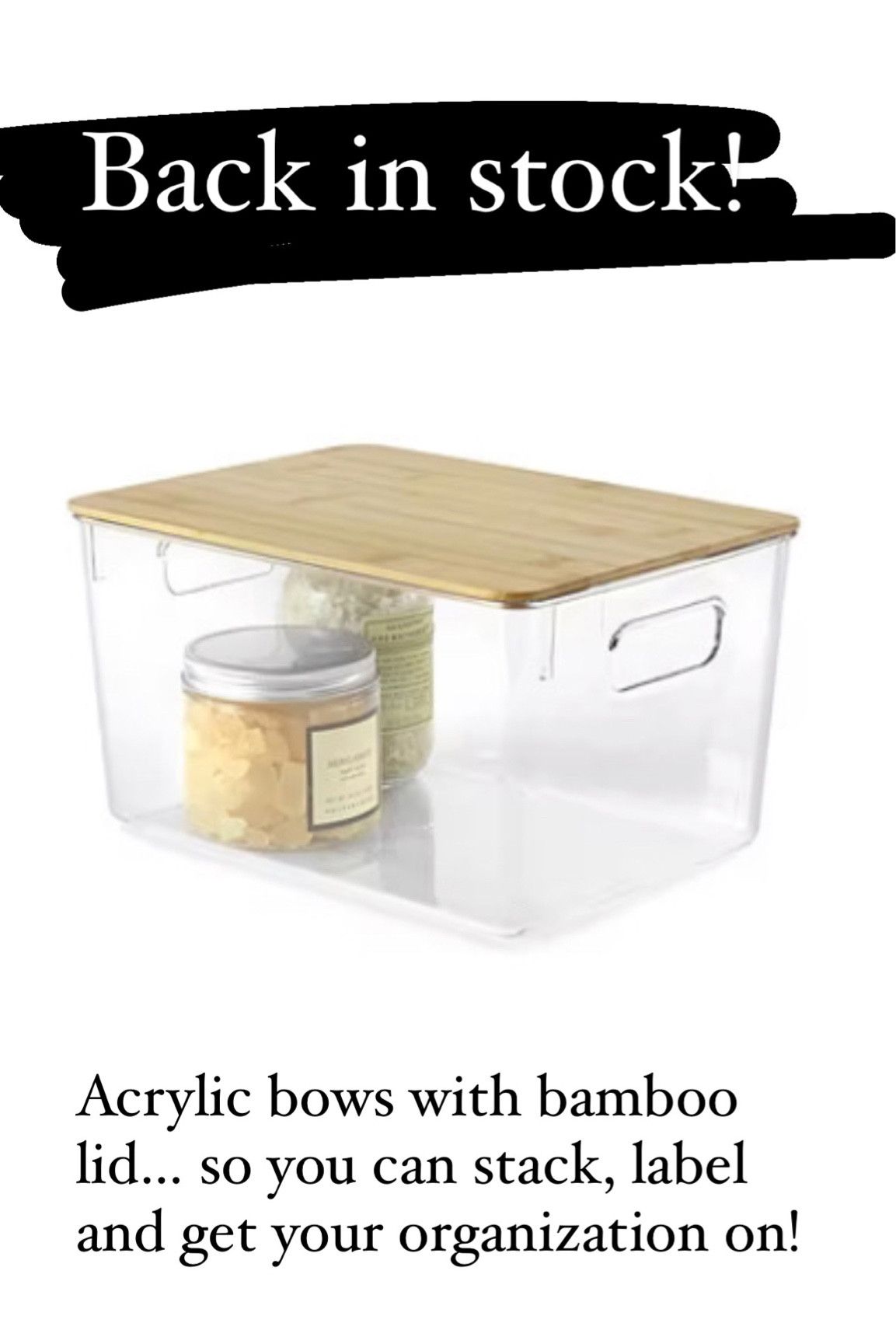 Acrylic boxes with a bamboo lid… stackable and so easy to label!  Organize all the things 

#LTKfamily #LTKhome #LTKsalealert