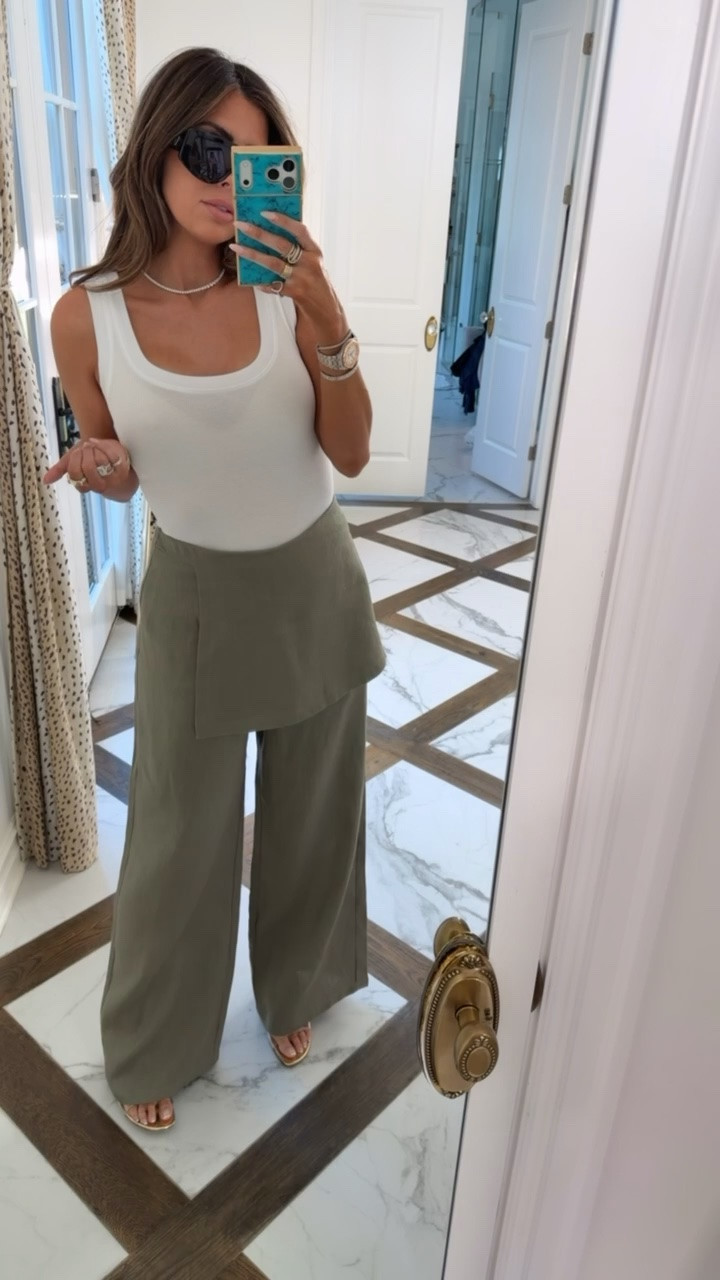 Love this trend! You could easily dress up these linen pants! Wearing a size medium! 

Shopbop fashion, Shopbop finds, Linen pants, Summer outfits, Vacation outfits beach, Beach outfits, White tank top, Emily Gemma

#LTKdayinmylife #LTKSeasonal #LTKTravel