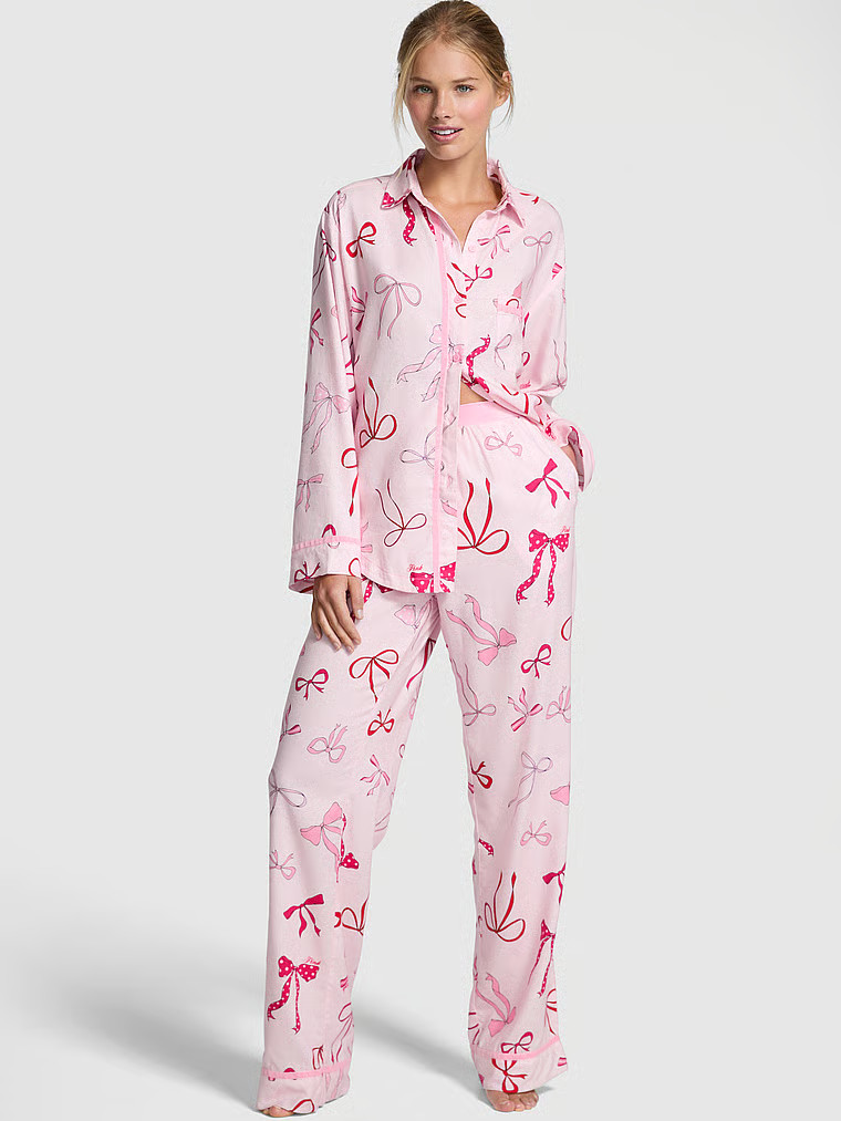 Buy Flannel Long Pajama Set, Pink Tulip Bows - Order Pajamas Sets online - PINK US | Victoria's Secret (US / CA )