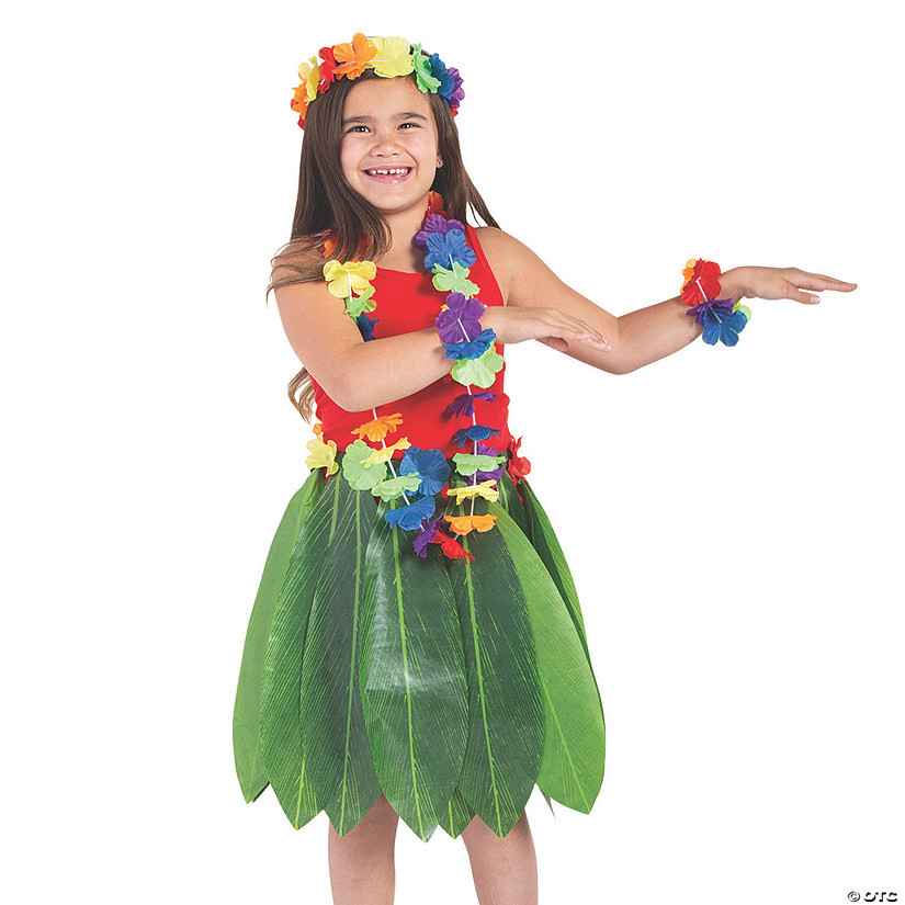 Child’s Banana Leaf Hula Skirt & Leis Set - 5 Pc. | Oriental Trading Company