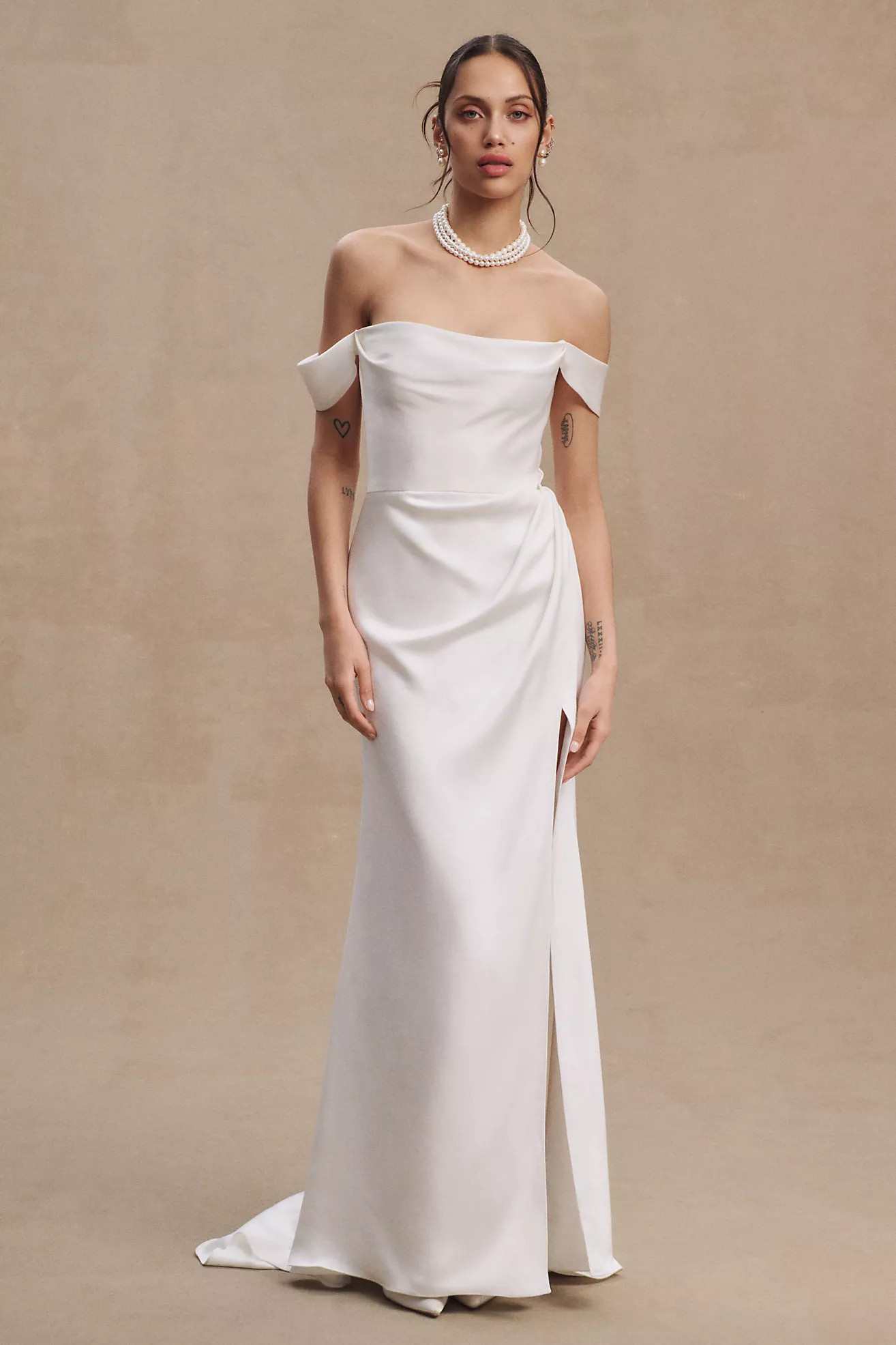 Jenny by Jenny Yoo Viviana Off-The-Shoulder Cowl-Neck Wedding Gown | Anthropologie (US)