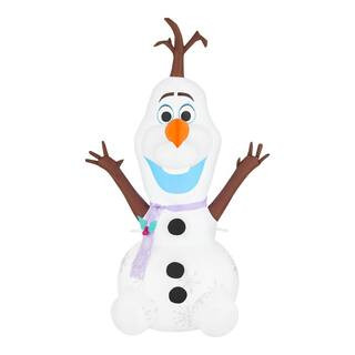 Disney 4 ft. LED Olaf with Scarf Inflatable 23GM81708 - The Home Depot | The Home Depot