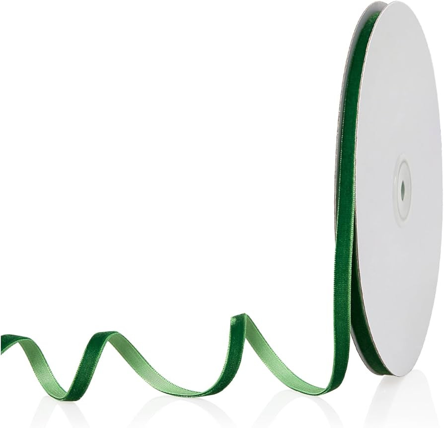 1/4" X 20 Yards Emerald Green Velvet Ribbon for Christmas Tree Wreath Vintage Decoration Handmade... | Amazon (US)