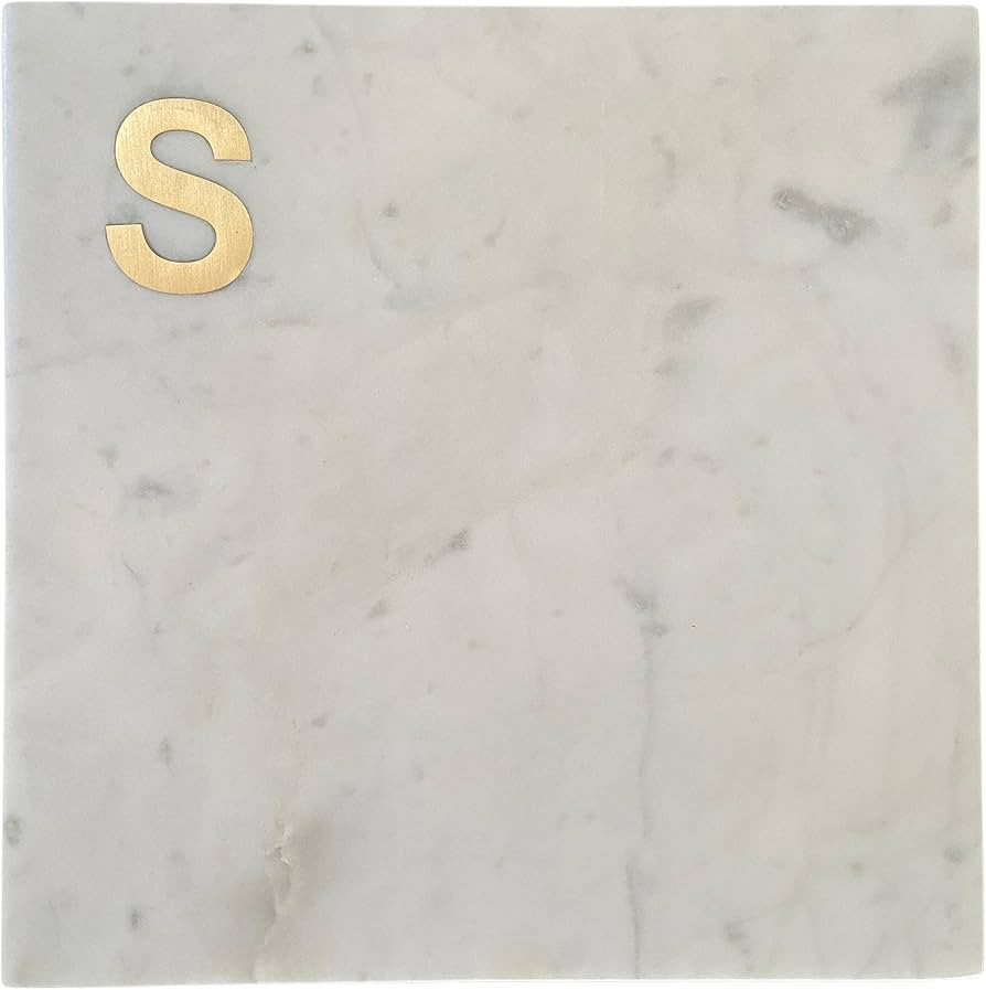 Monogram Marble Cheese Board, Hand Crafted Marble Cutting Board from White Marble Slab, Personali... | Amazon (US)
