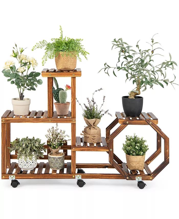 SUGIFT 6-Layer Wooden Plant Stand for 8 Pots-Brown - Macy's | Macy's