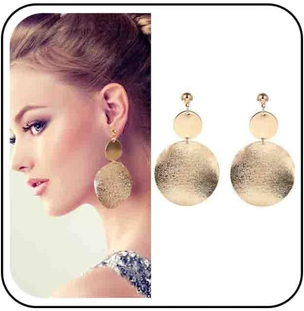 Vintage Circle Earrings Geometric Hammered Disc Dangle Earrings Large Geometric Stud Earrings Gol... | Amazon (US)