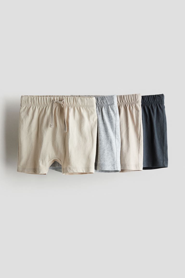 4-pack Jersey Shorts - Beige/dark gray - Kids | H&M US | H&M (US + CA)