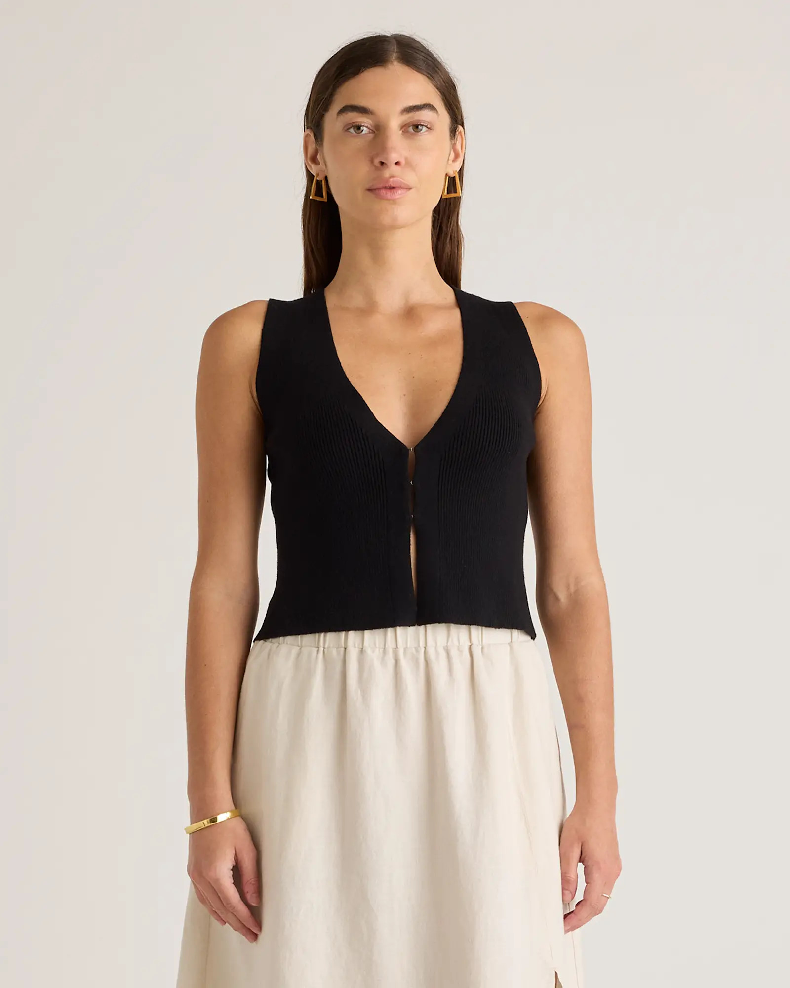 Eco-Knit Split Front Sweater Vest | Quince