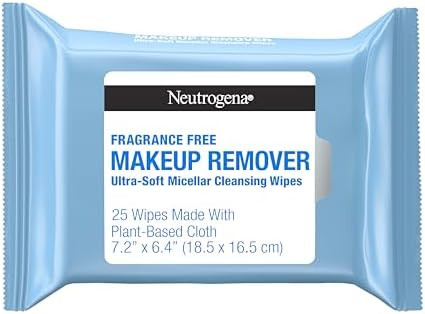 Neutrogena Makeup Remover Wipes, Fragrance-Free, 25 Ct | Plant-Based Micellar Cleansing Cloths, G... | Amazon (US)