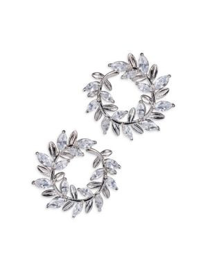 Look Of Real Rhodium Plated & Marquise Cubic Zirconia Circle Earrings | Saks Fifth Avenue OFF 5TH