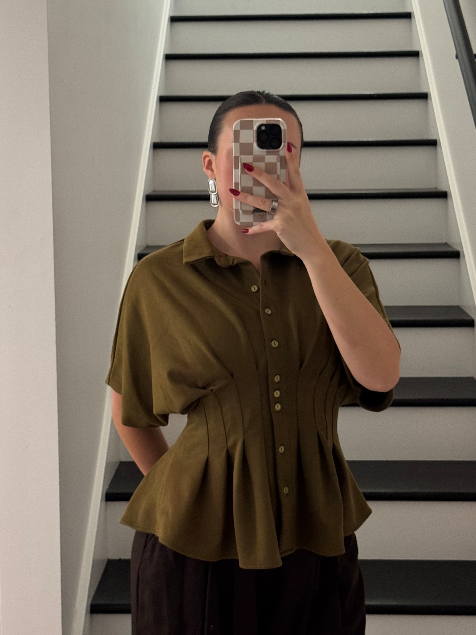 Chic olive green suede top with cinched waist. I wear to work and always get compliments!

#LTKTall #LTKWorkwear