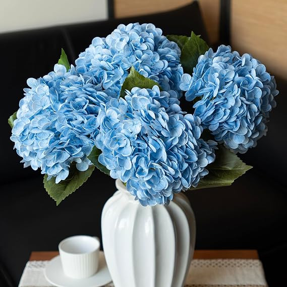 22" Real Soft Touch Hydrangea Artificial Flowers Realistic,Large Long Stem Fake Flowers Full Late... | Amazon (US)