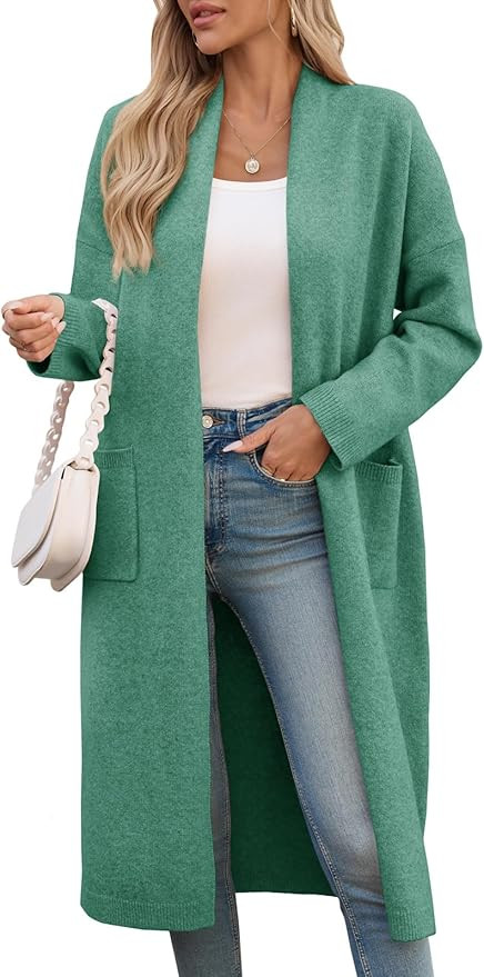 Saodimallsu Womens Long Cardigan Sweaters Chunky Knit Open Front Long Sleeve Casual Duster Coat J... | Amazon (US)