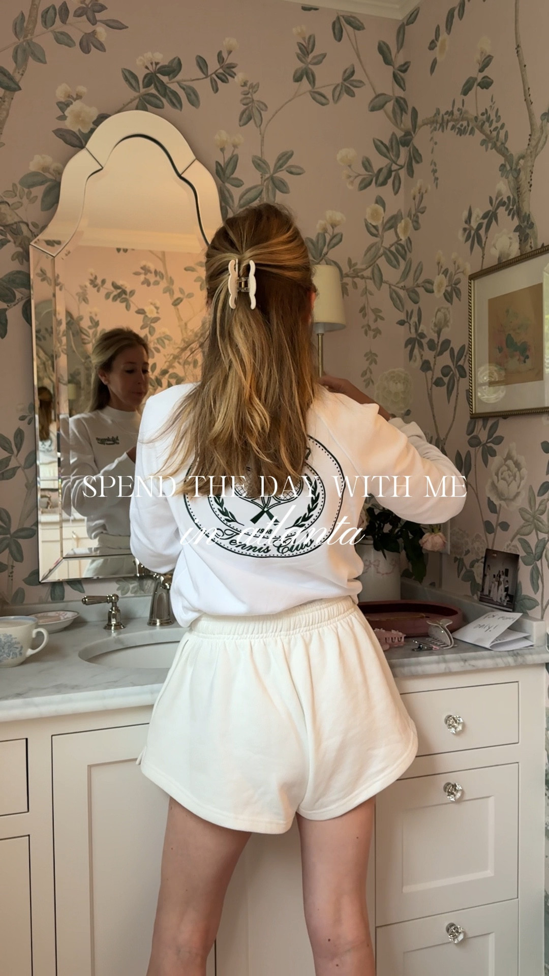 Spend the day with me in Atlanta! Everything I wore for a day of momming, meetings, Pilates and a birthday dinner including this mock neck lightweight sweatshirt I love so much I got a second color. Also, sharing my purse basket - the biggest life hack for getting out the door more quickly if you change purses a lot! 