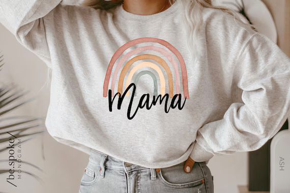 Mama Sweatshirt With Cute Rainbow Print Mama Rainbow Shirt - Etsy | Etsy (US)