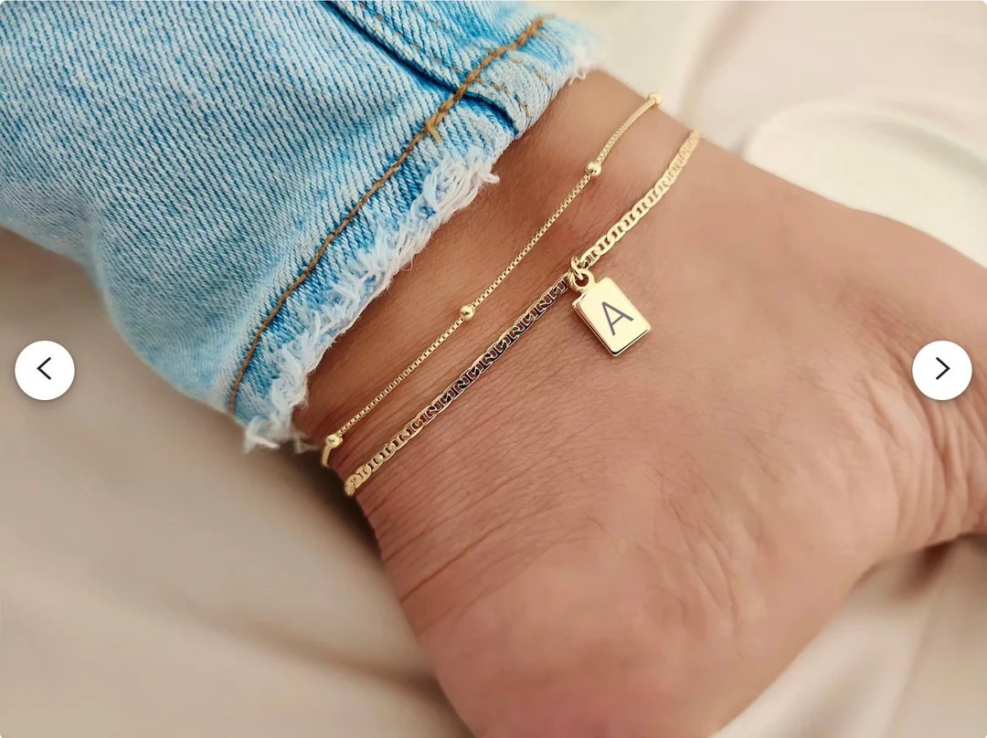 Gold Anklet for Women, 2 Custom Ankle Bracelets, Personalized Anklet Chain, Anklet, Birthday Gift... | Etsy (US)