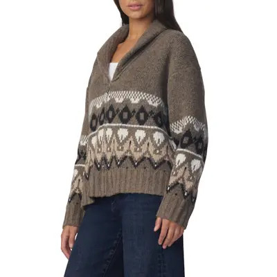 Joe's The Inga Fair Isle Cardigan in Olive Multi Fair I at Nordstrom, Size Large | Nordstrom