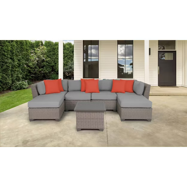 Florence 7pc Outdoor Sectional Seating Group with Cushions - TK Classics | Target