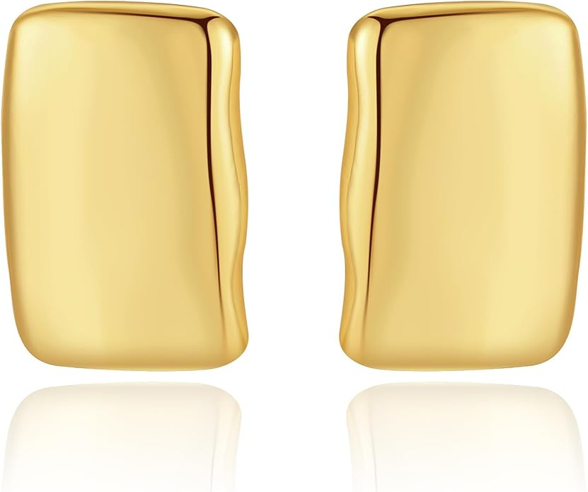 Chunky Gold Earrings, Gold Statement Drop Stud Earrings Trendy | Thick Oval, Geometric, Square, C... | Amazon (US)