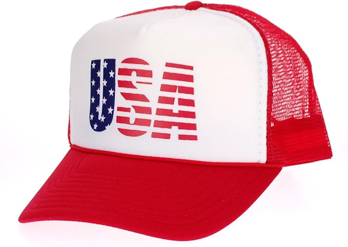 American Flag Patriotic USA Classic 5 Panel Mesh Snap Back Trucker Hat | Amazon (US)