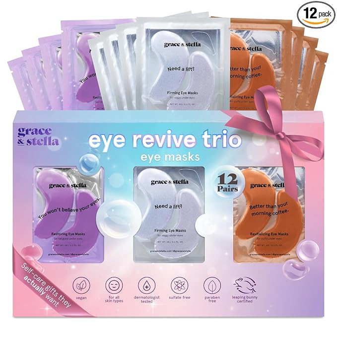 grace & stella Under Eye Patches (12 pairs) Eye Masks for Dark Circles and Puffiness - Stocking S... | Amazon (US)