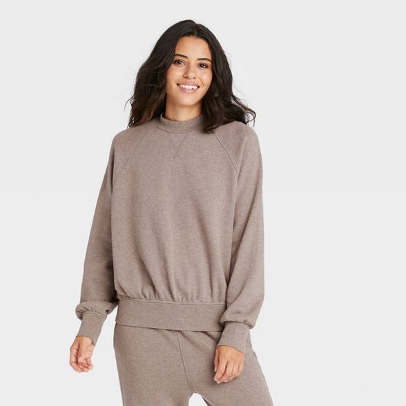 Women&#39;s Rib-Knit Sweatshirt - Universal Thread&#8482; Tan M | Target