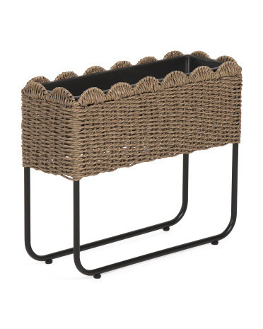 24.25X8.2.5X19.75 Scalloped Resin Wicker Woven Outdoor Planter | TJ Maxx