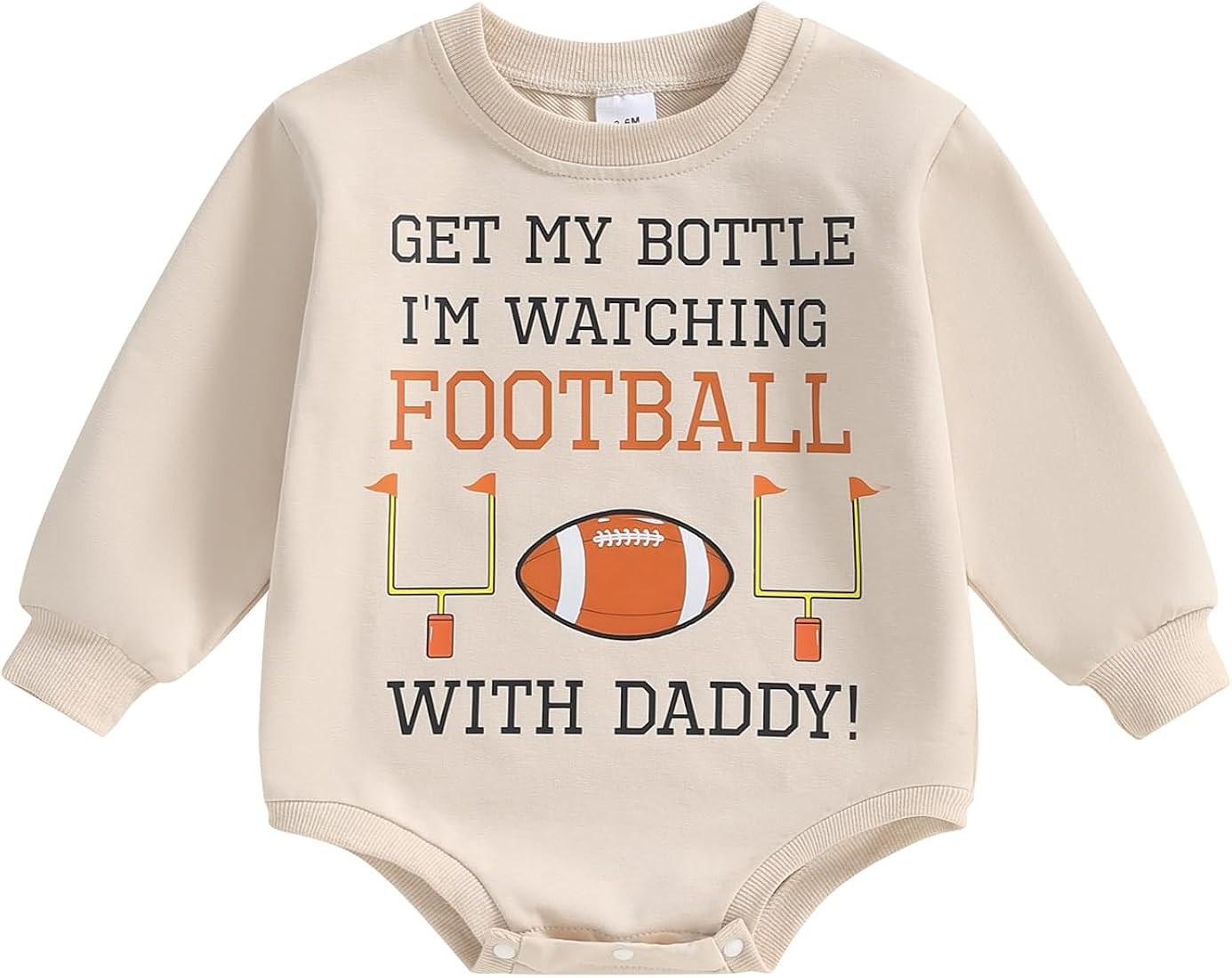 BULINGNA Baby Boy Girl Football Romper Sweatshirt Get My Bottle I'm Watching Football with Daddy ... | Amazon (US)