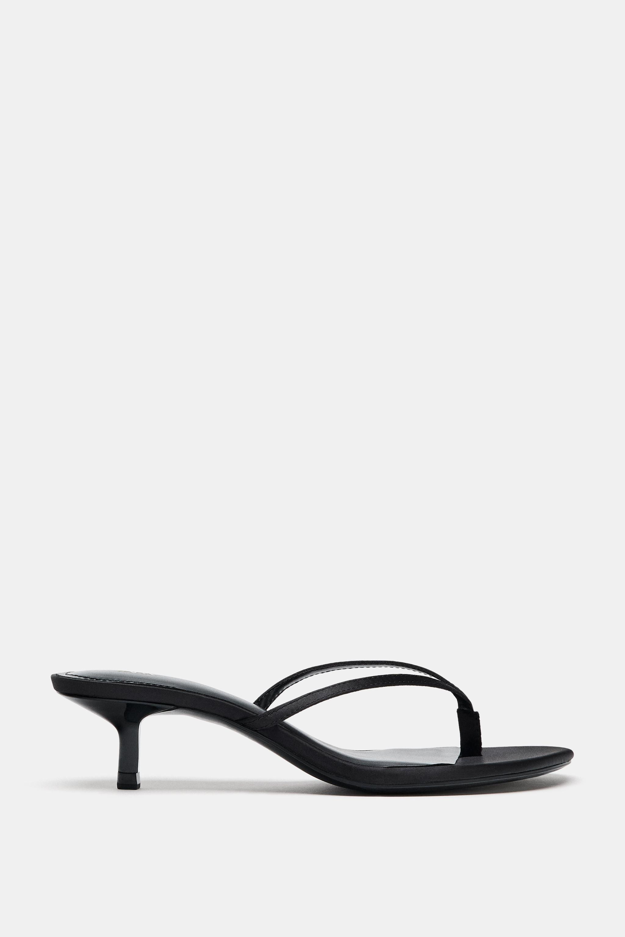 SATIN KITTEN HEEL SANDALS | Zara US