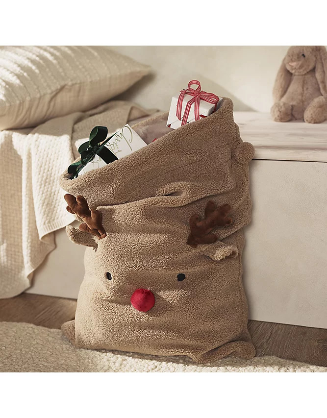 Jingles Reindeer Borg Father Christmas Sack | The White Company UK & ROW