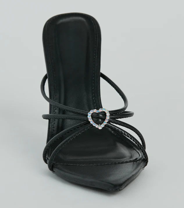 Heart And Soul Strappy Rhinestone Stiletto Mules | Windsor Stores